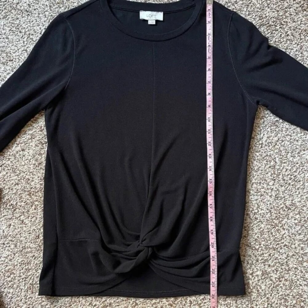 Black Long Sleeve Twist Front Top 4 - Picture 1 of 1
